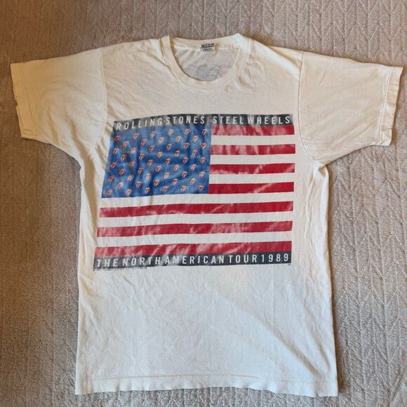 Vintage 1989 Single Stitch Rolling Stones Steel Wheels Tour Concert Rare Sz L - Picture 1 of 9